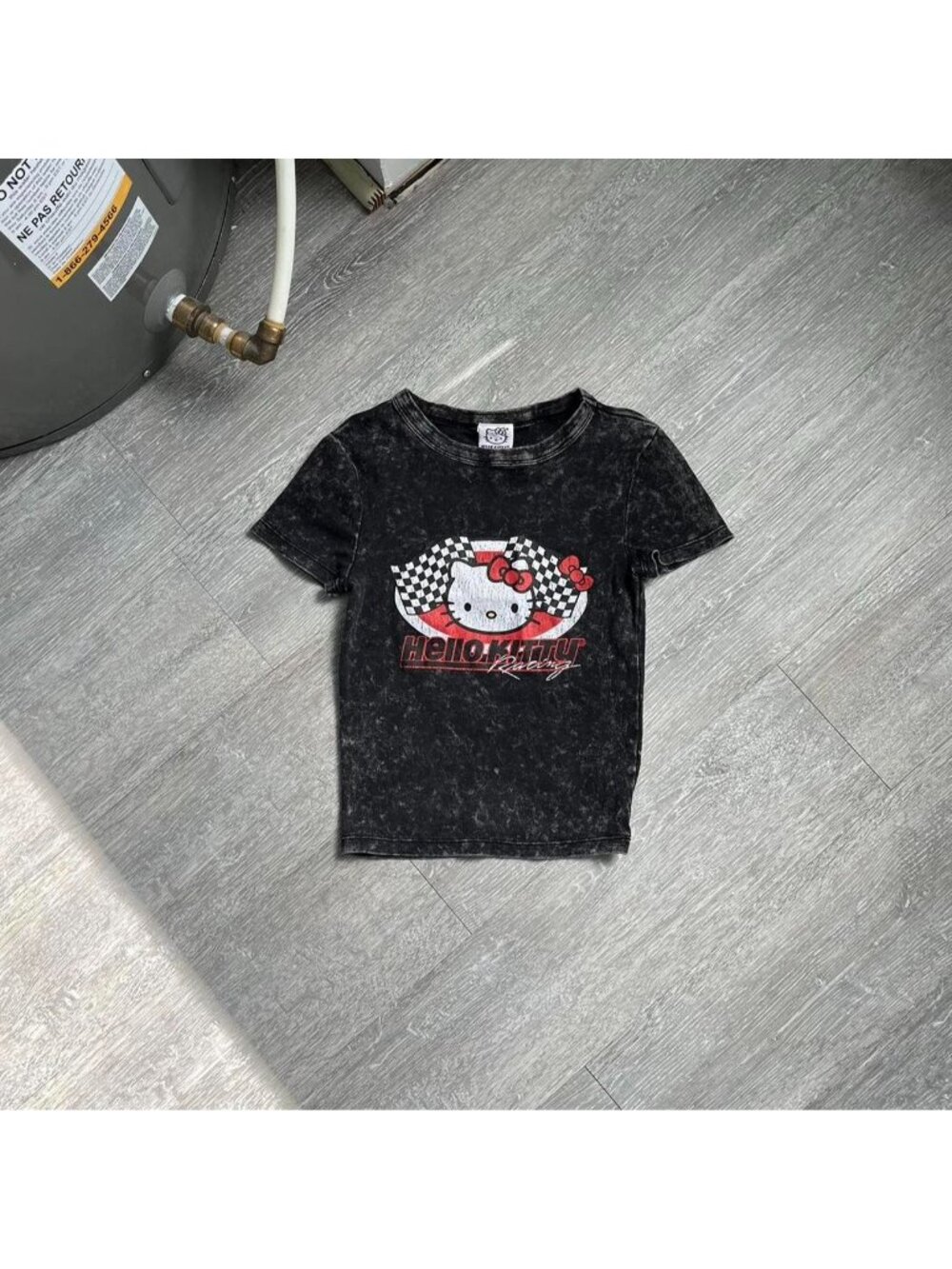 Black / Grey / Multicoloured Official Hello Kitty Racing Graphic Baby Tee